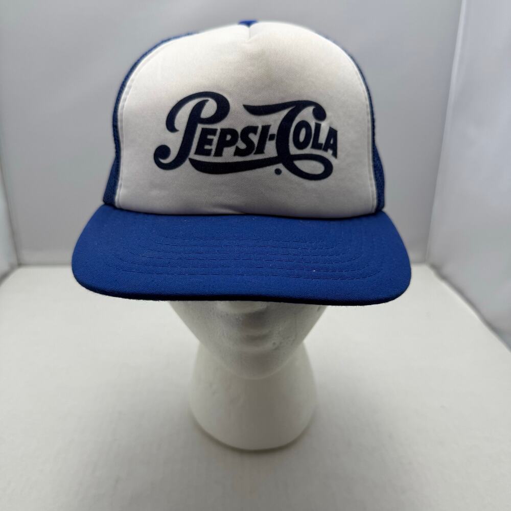 Vintage Pepsi Cola White Blue Mesh Trucker Snapback Hat Made in Korea OSFA